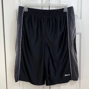 2 for $25 - MEN’s Wilson Dry Black Athletic Shorts with White Side Graphic, L